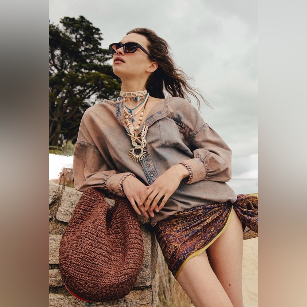 Free People Sintra Straw Tote NWOT